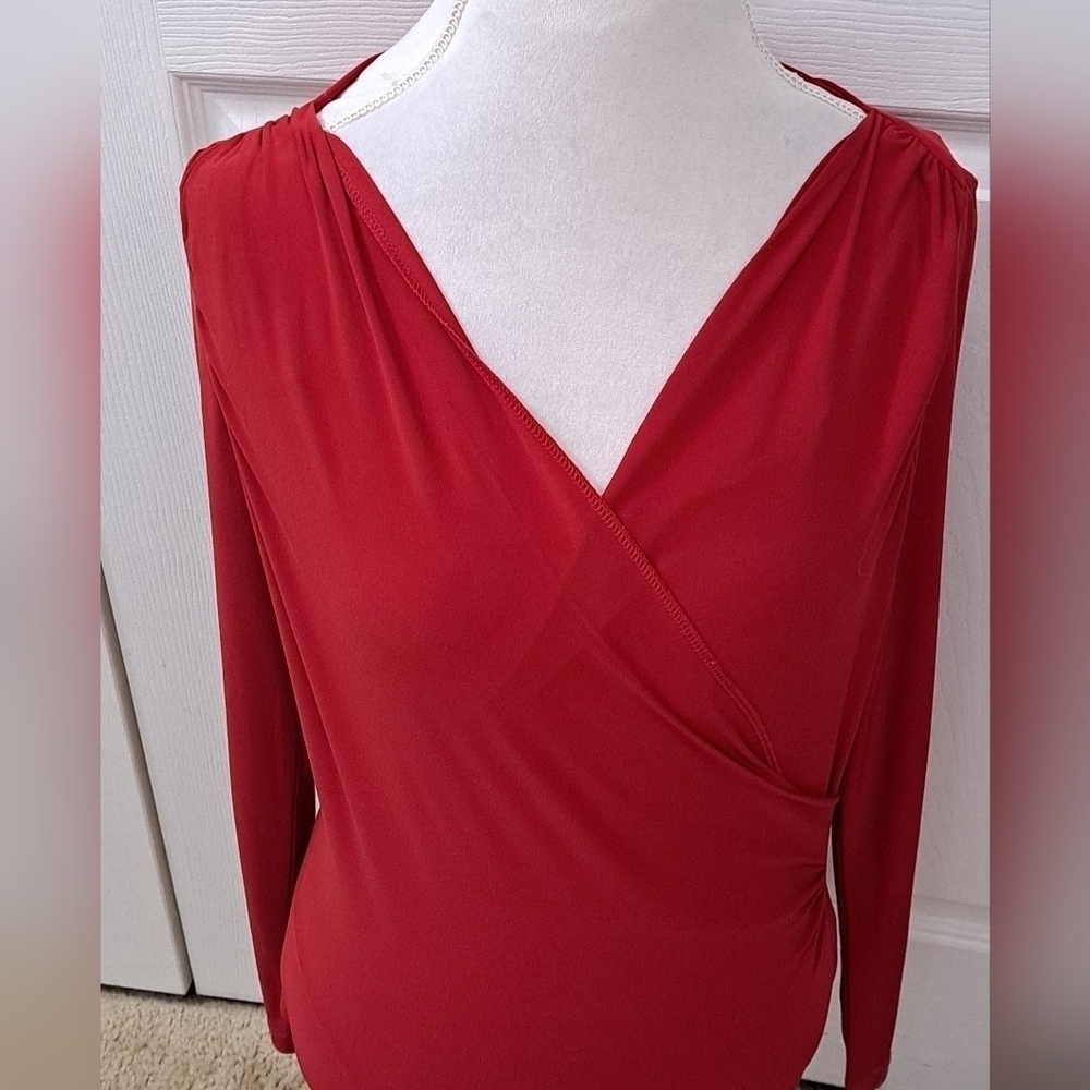 Deep Red Shape FX Low V-Neck Bodysuit Size S